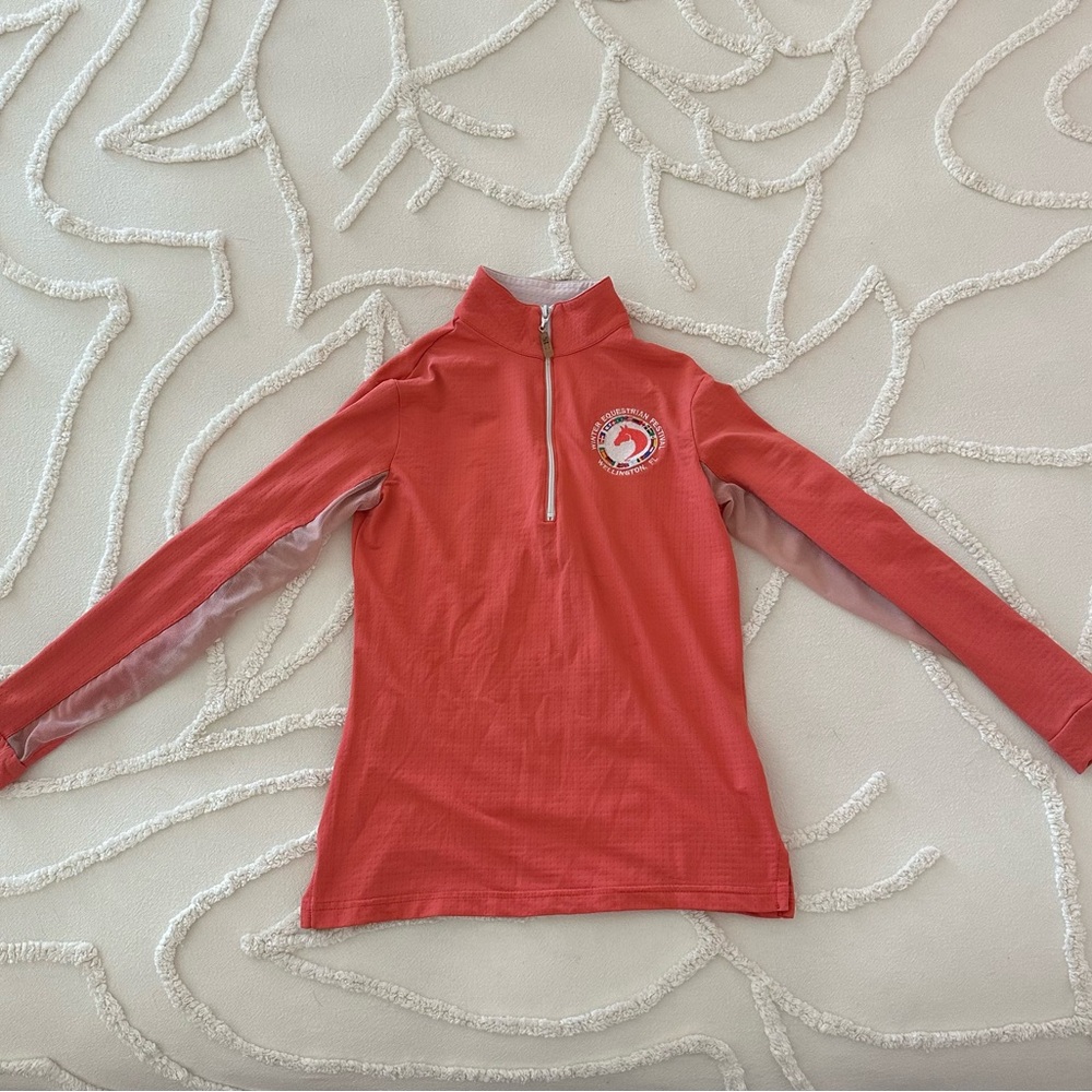 Red Long Sleeve Tee with Mock Neck and Quarter-Zip